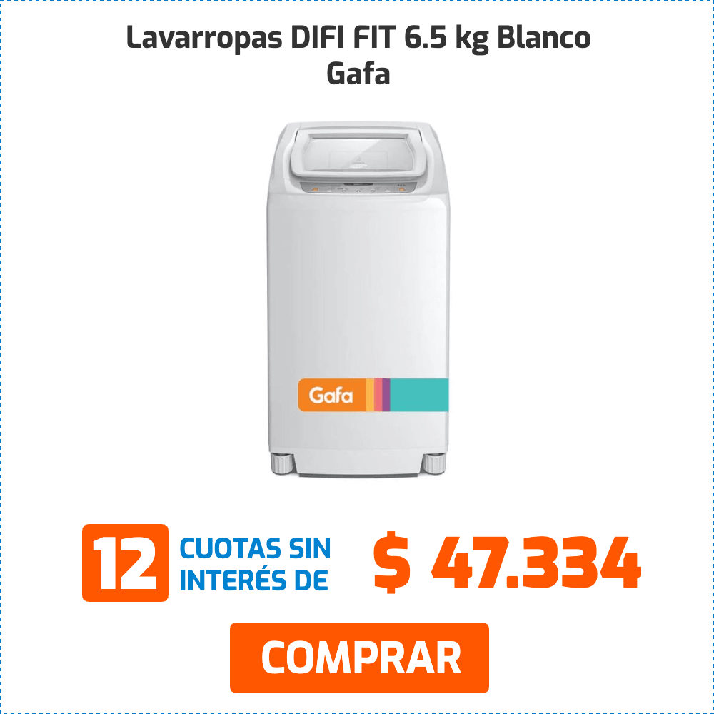 Lavarropas DIFI FIT 6.5 kg Blanco Gafa 12 cuotas sin interés de $ 47.334 COMPRAR